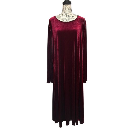 Deep Wine long sleeve Velour Shift Dress Plus 2X  Whimsygoth Dark Fairy Holiday - Picture 1 of 6